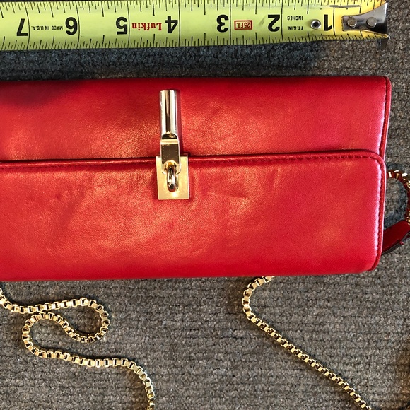Wallet-on-a-Chain, Red Leather with Gold - Picture 2 of 5